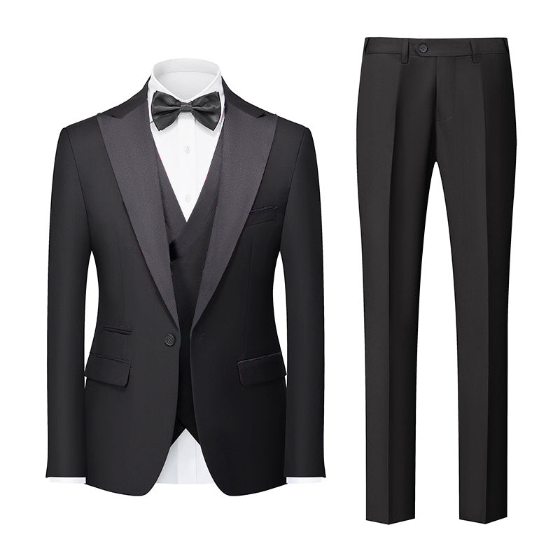 Korean-style Slim-fit Three-piece Suit Set