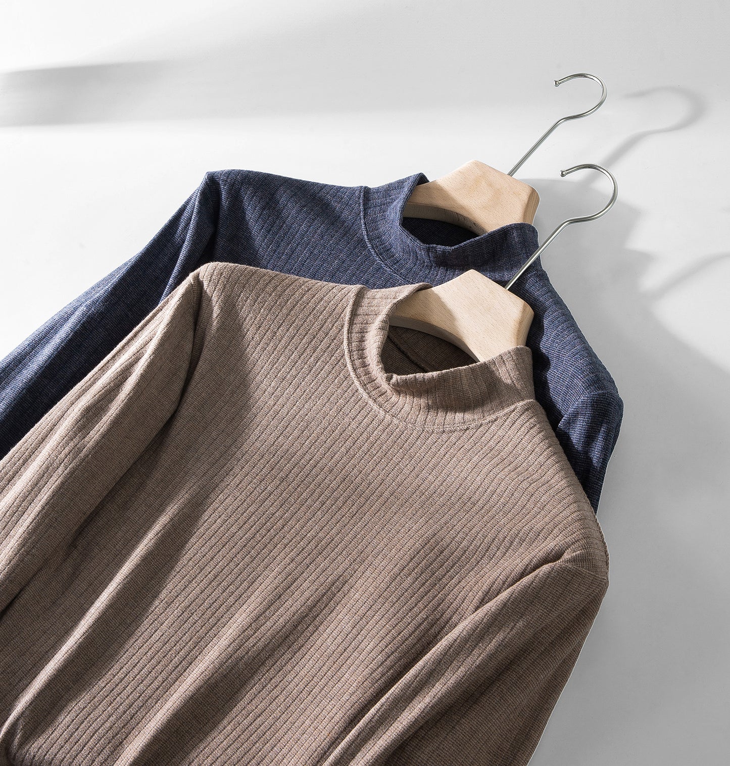 Autumn Winter Knitted Semi-high Collar Pullovers Casual Male Sleeved Solid Sweater