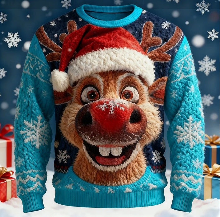 Ny 3D-printet unisex juleaften-rundhalset printet sweatshirt