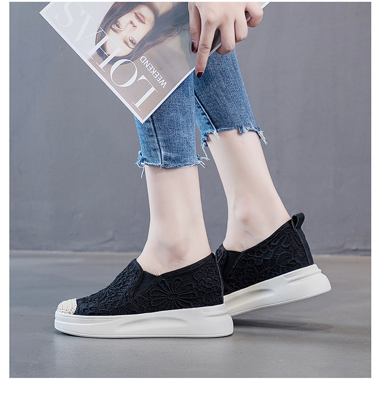 Fisherman's Shoes, Women's Inner Heightening Loafers, Foot Lace, Lightweight And Breathable