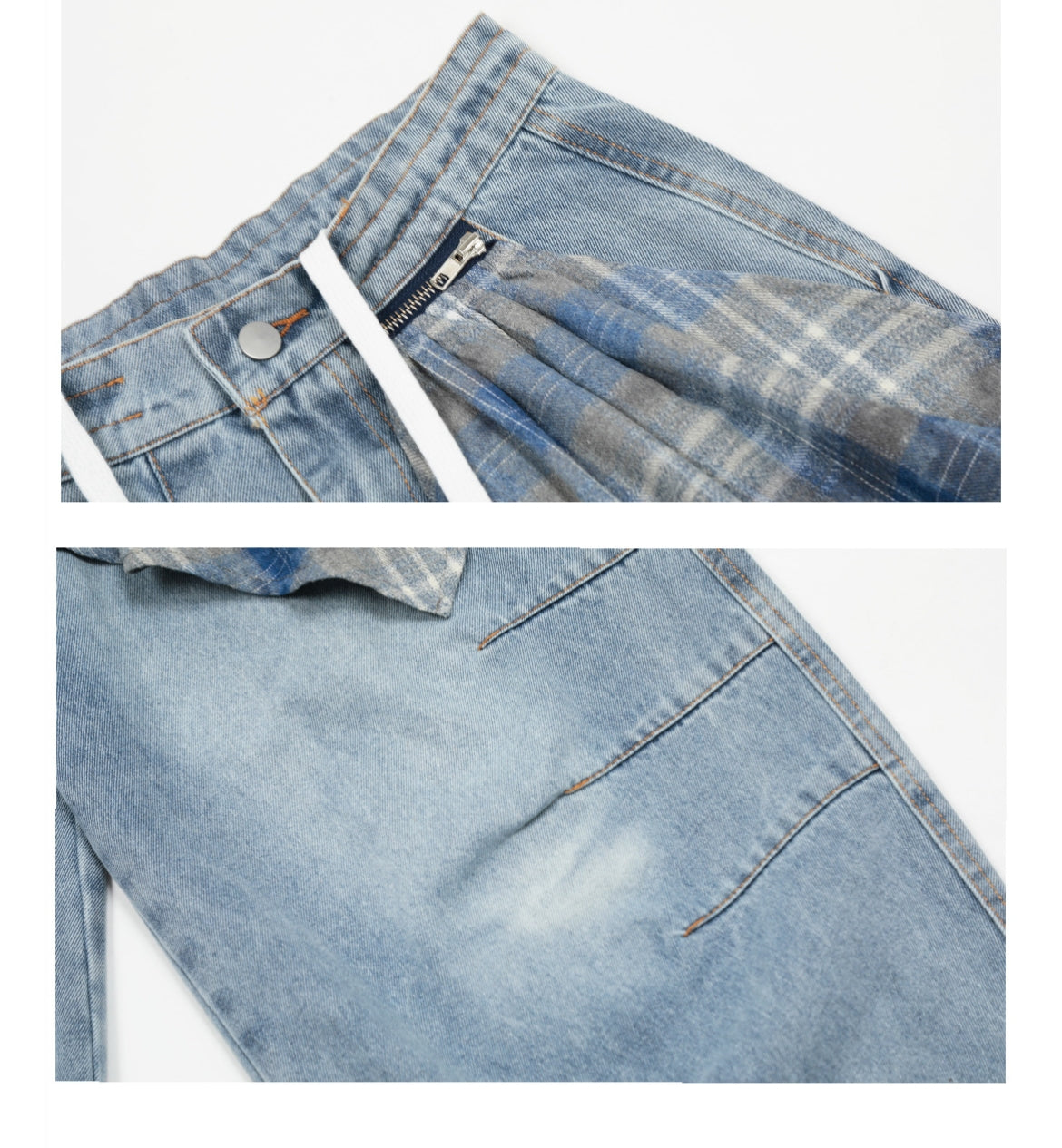 Retro Machete Lynlås Aftagelig Firkantet Tørklæde Profil Jeans