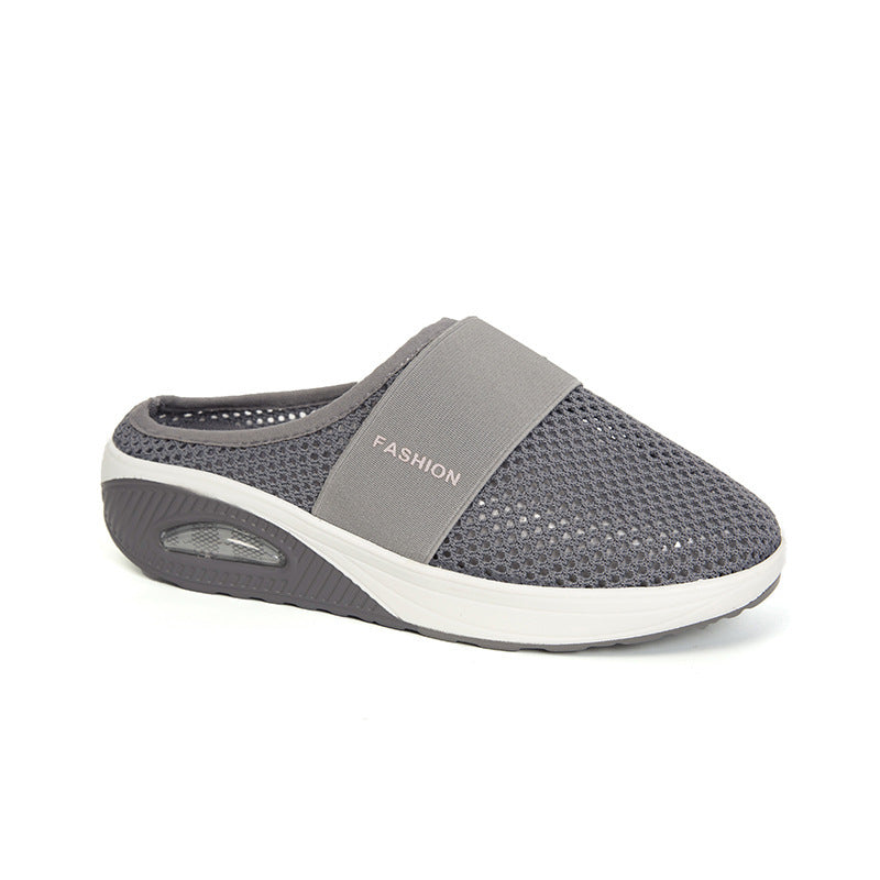 Daily Casual Baotou Mesh Round Head Wedge Heel Plus Size Slippers