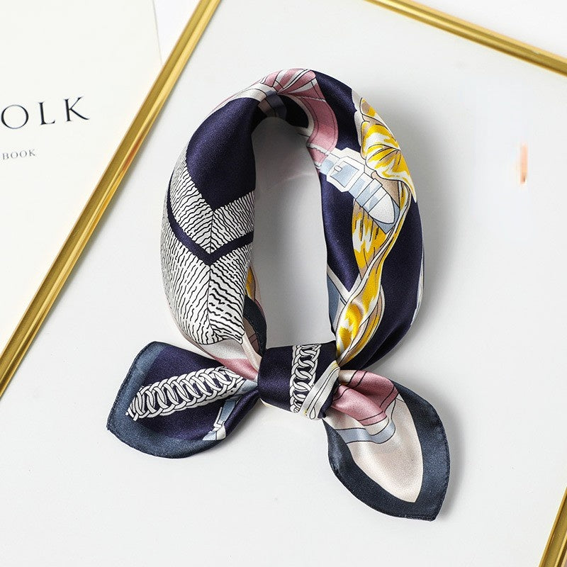 Silk Scarf Women's Spring And Summer New Fashion Professional All-match Printing Satin Silk Small Square Scarf Soft Scarf