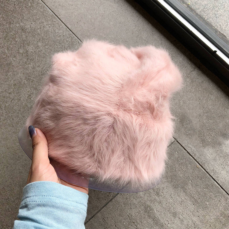 Plush Gentle Rabbit Fur Knitted Pile Heap Cap