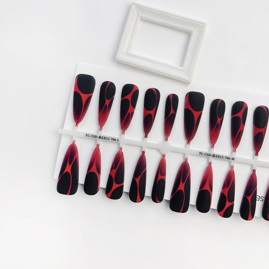 European And American Wave Lines Hot Girl Style Gradient Long Tip Manicure