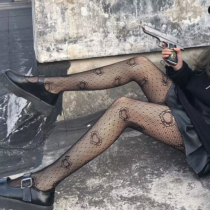 Love Jacquard Mesh Stockings Pantyhose