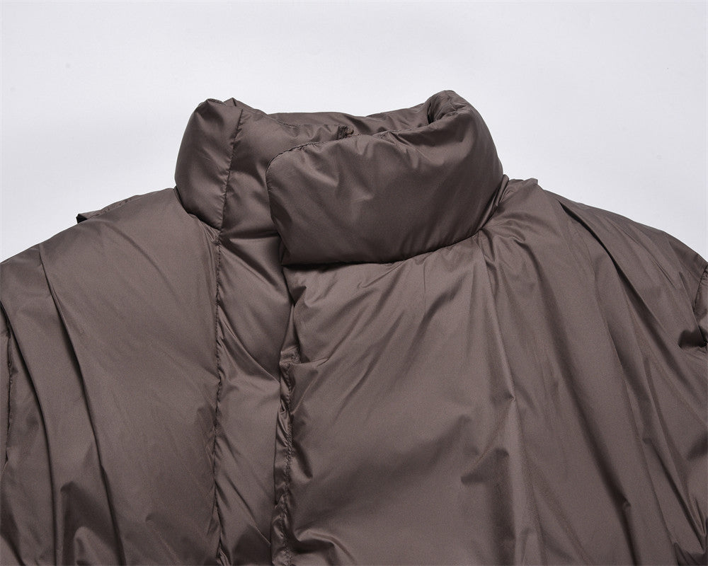 High-grade Solid Color Stand-up Collar Cotton-padded Coat Men's Winter Thickening