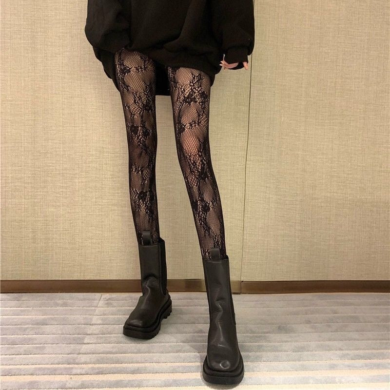 Hollow Lace Mesh Stockings Bottoming Pantyhose Japanese Lolita Retro