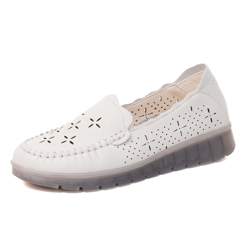 Middle-aged And Elderly People's Slip-on Leather Shoes With Beef Tendon Sole