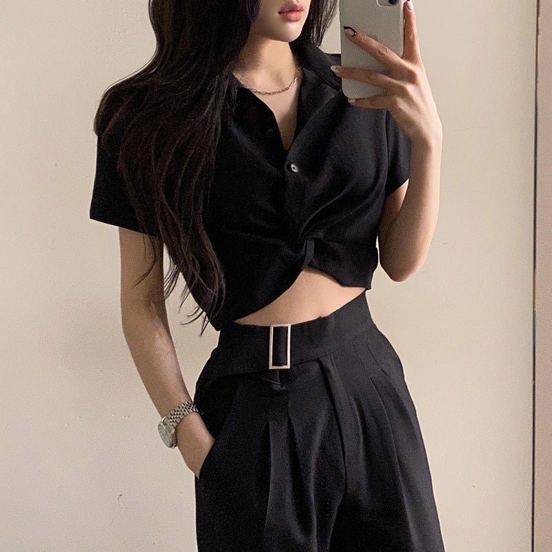 Women's Design Twist Solid Color Short Sleeve T-Shirt