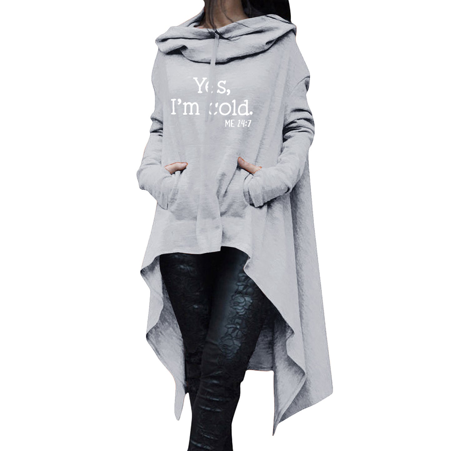 Efterår og vinter mellemlang hættetrøje med Halloween-print, afslappet top i plus size