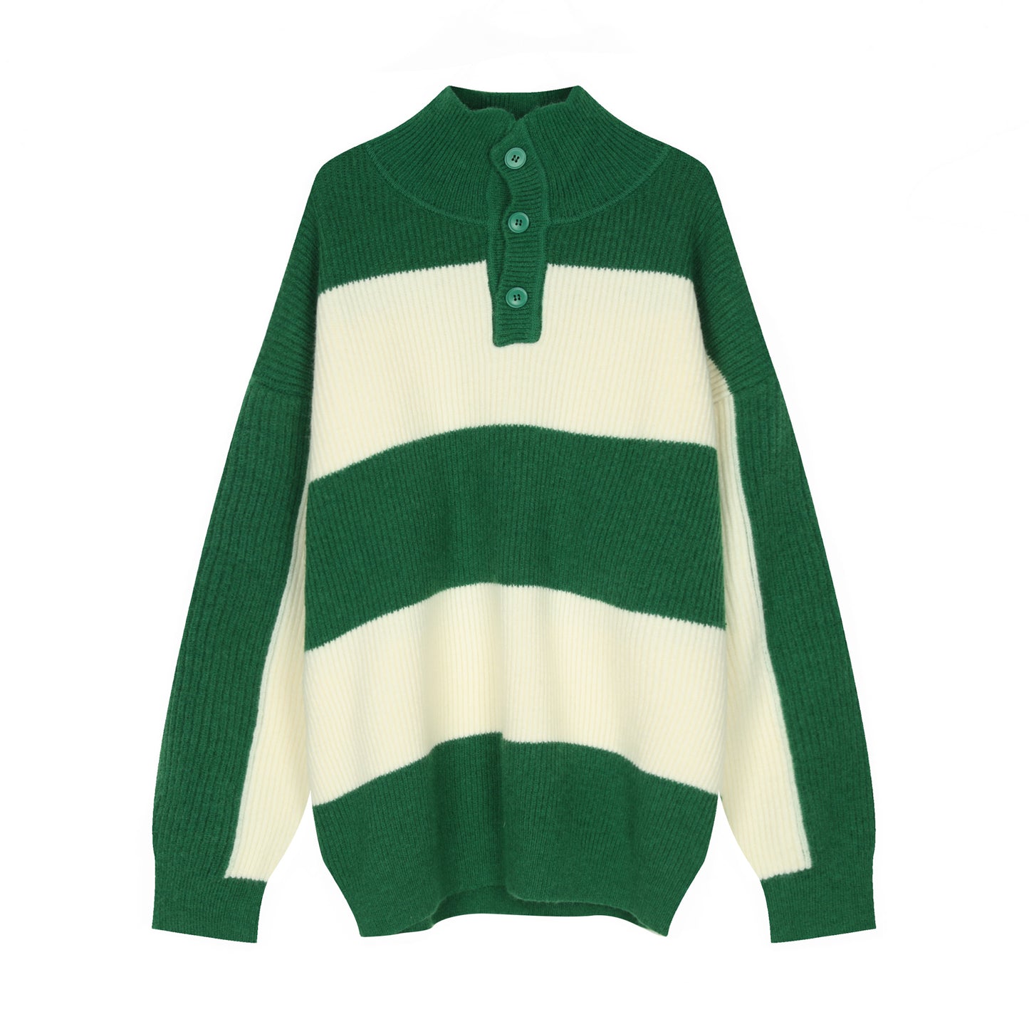 Stribet turtleneck sweater til mænd med kontrastfarve, løs pasform, efterår og vinter