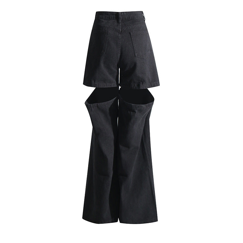 Niche Style Unique Design Women's Open-leg Jeans