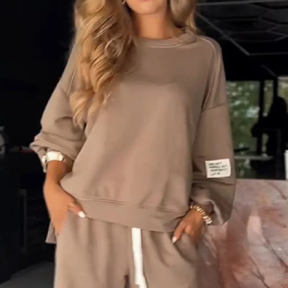 Casual Wide Leg Pocket Trousers Suit For Women