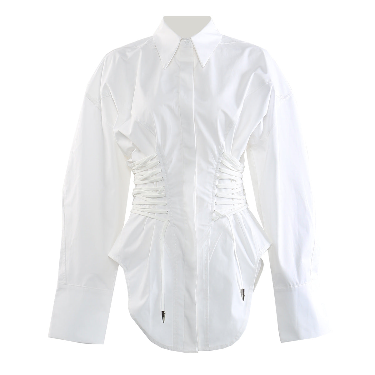 Slimming Stylish Drawstring Shirt Jacket That Accentuates The Waist
