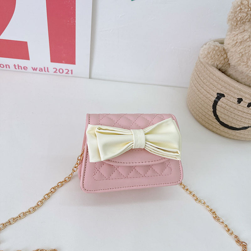 Children Bag PU Embroidery Thread Bow Small Fragrance