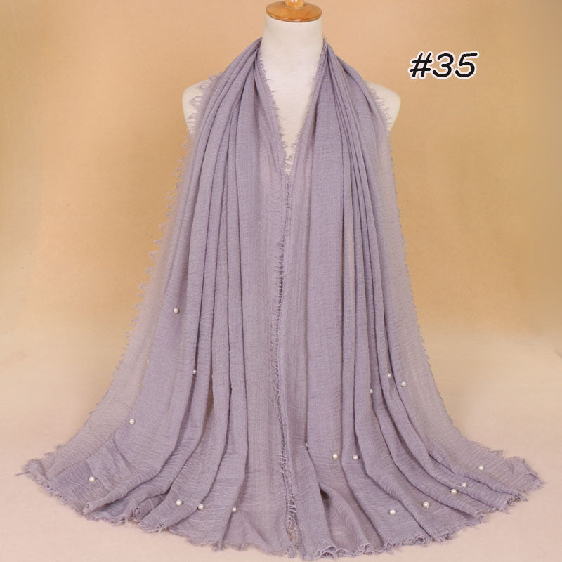 Women's Cotton And Linen Crumpled Monochrome Scarf