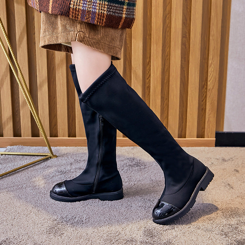 Stretch Fabric Single High Tube Autumn And Winter Girls Boots