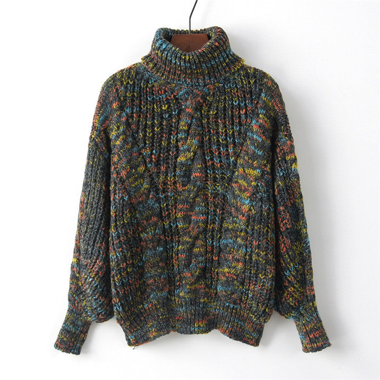 Autumn And Winter New Women's Wool Turtleneck Pullover Twist Long Sleeve Loose Knitted Bottoming Shirt