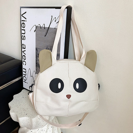 Cute Kitten Girl Large Capacity Shoulder Bag Casual Korean Style Mori Style Vintage Style Tutorial Shoulder Bag