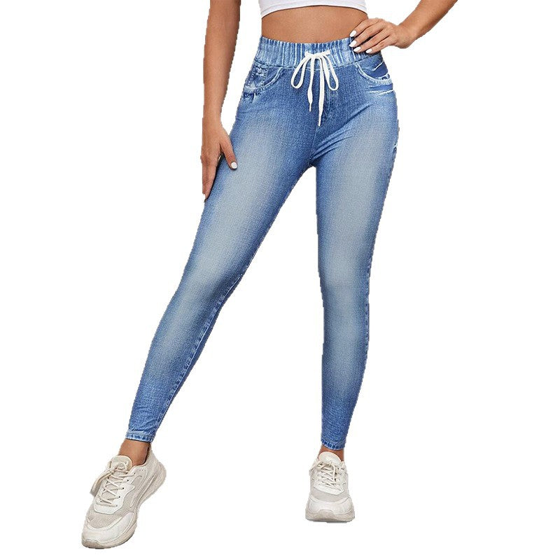 High-waisted High-stretch Ripped Jeans