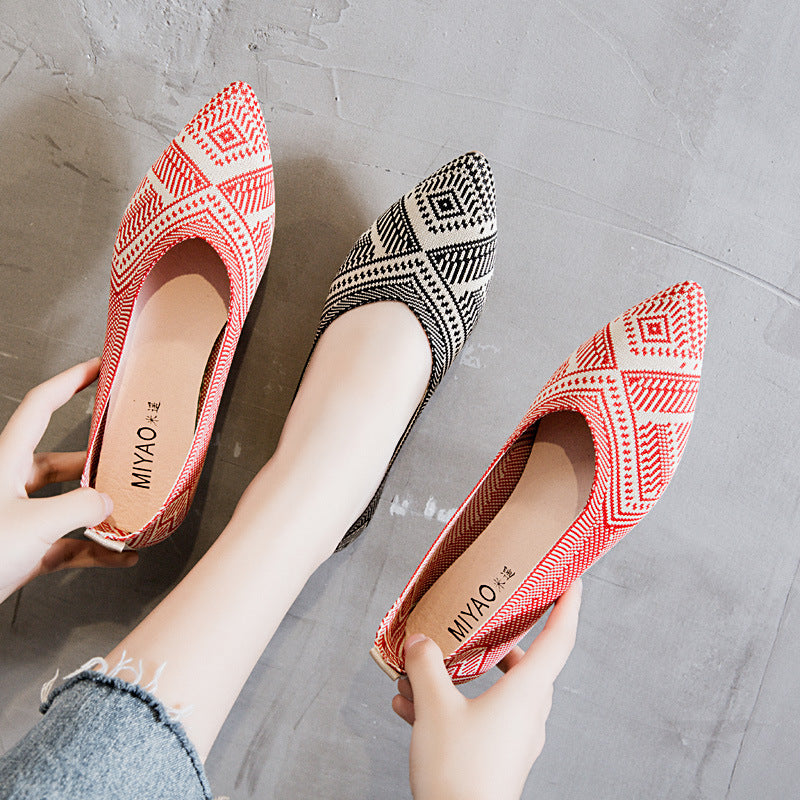 Women's Shallow Breathable One Pedal Pointed Toe Peas Shoes