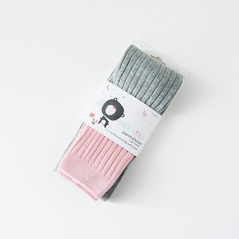 Children's Stitching Knit Socks Cropped Trousers Vertical Strips
