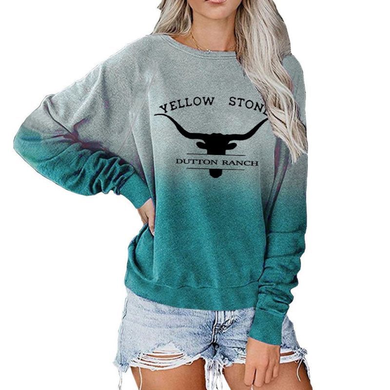 American TV Series Yellowstone Long-sleeved Round Neck 3D Printed Top