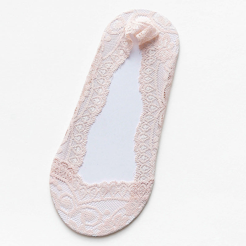 Lace Boat Socks Ladies Silicone Non-slip Shallow Mouth Invisible Socks