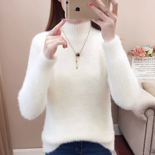 Mink Fur Short Autumn And Winter Half Turtleneck Base Sweater