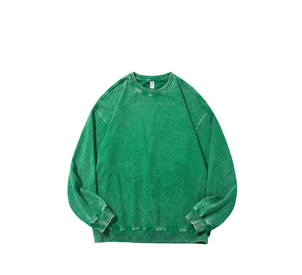 Sweater i vasket bomuld med rund hals og lange ærmer