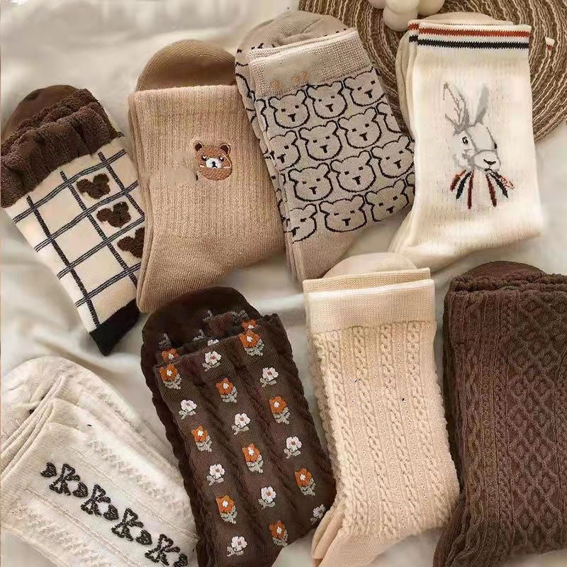 Female Middle Tube Cartoon Literature And Art College Wind Pile Pile Socks