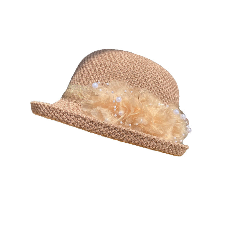 Curling Top All-match Flower Knit Breathable Bucket Hat