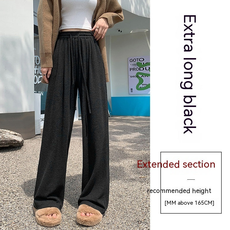 Autumn High Waist Loose Drooping Casual Leisure Style Knitted Mop Pants