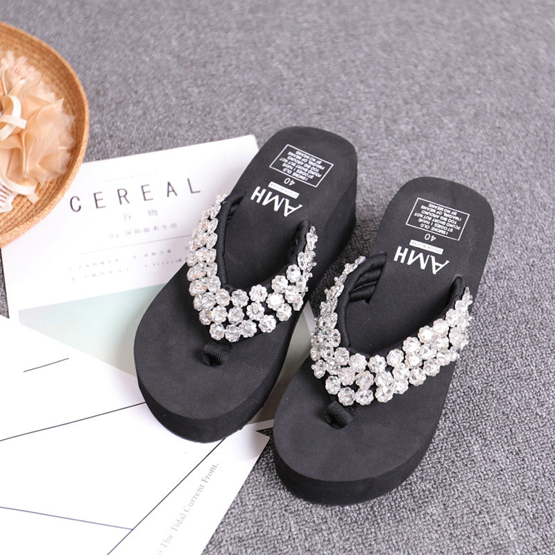 Crystal Plum Wedge Platform Women's Sandals