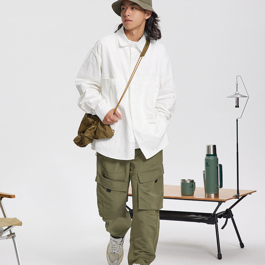 Men's And Women's Fashionable Simple Washed Long-sleeved Shirt Jacket