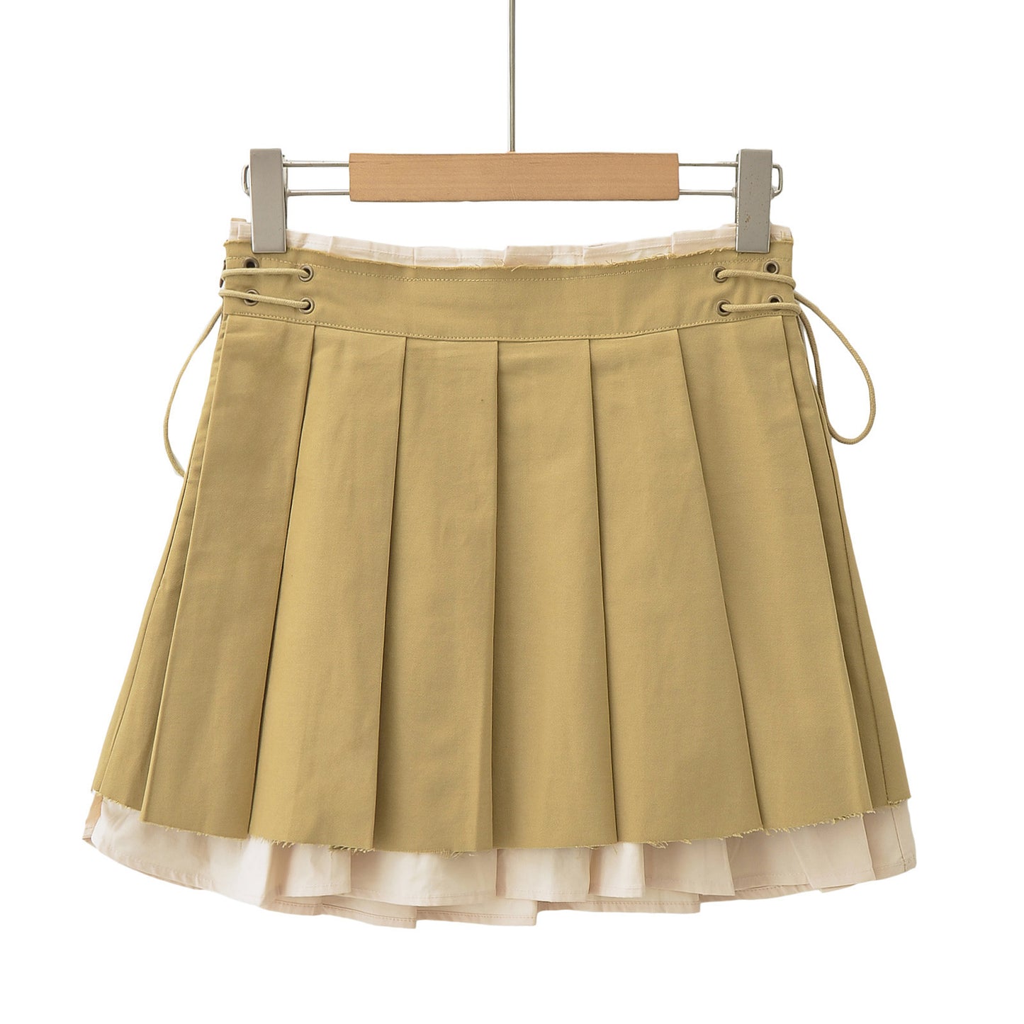 New Women's Pleated Skirt Side Drawstring Contrast Skirt