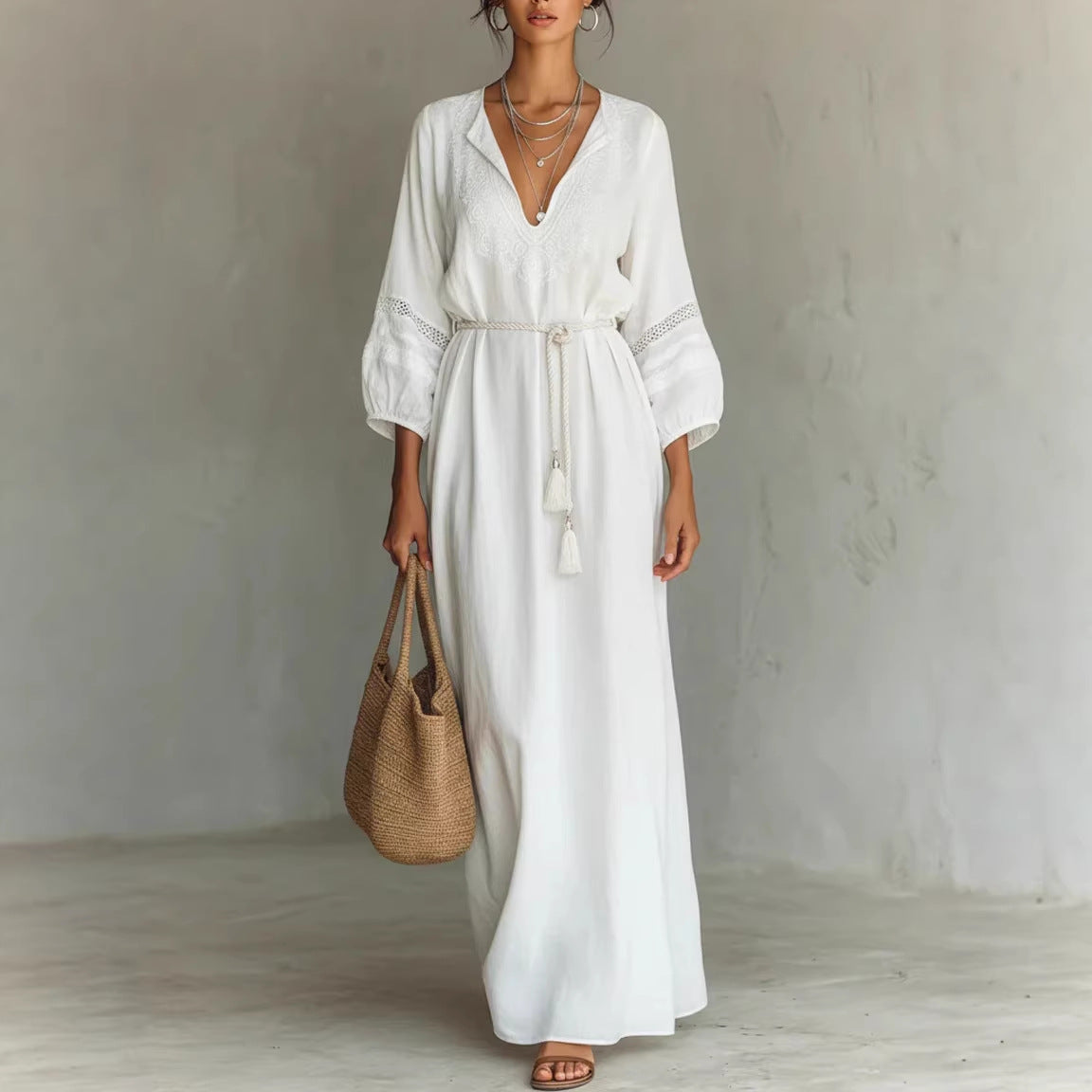 Springy Loose-fitting Figure-flattering Waist-cinching Dress