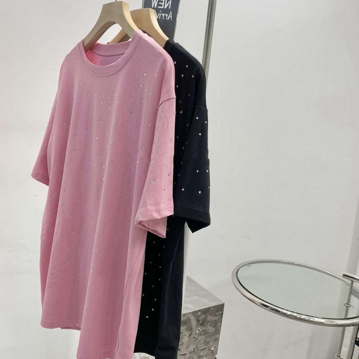 Heavy Industry Rhinestone Hot Fixed Short Sleeve T-shirt