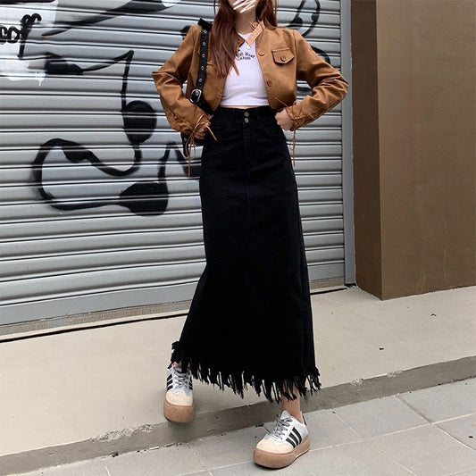 Versatile Tummy-Control Outerwear Pear-Shaped Denim Skirt