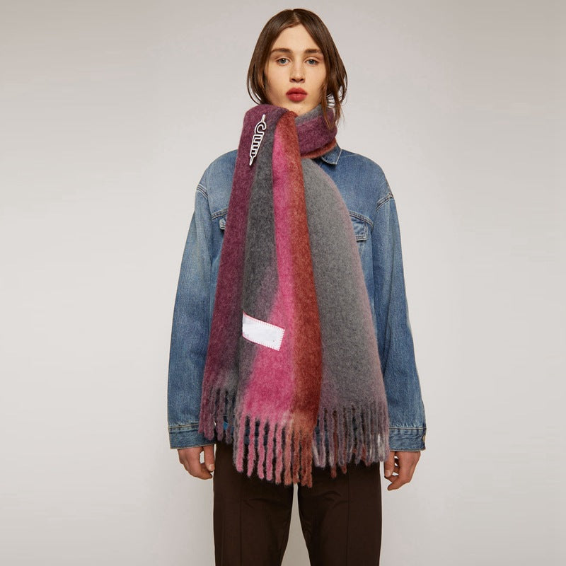 Imitation Cashmere Fashion Personality Gradient Warmth Outdoor Dual-use Shawl