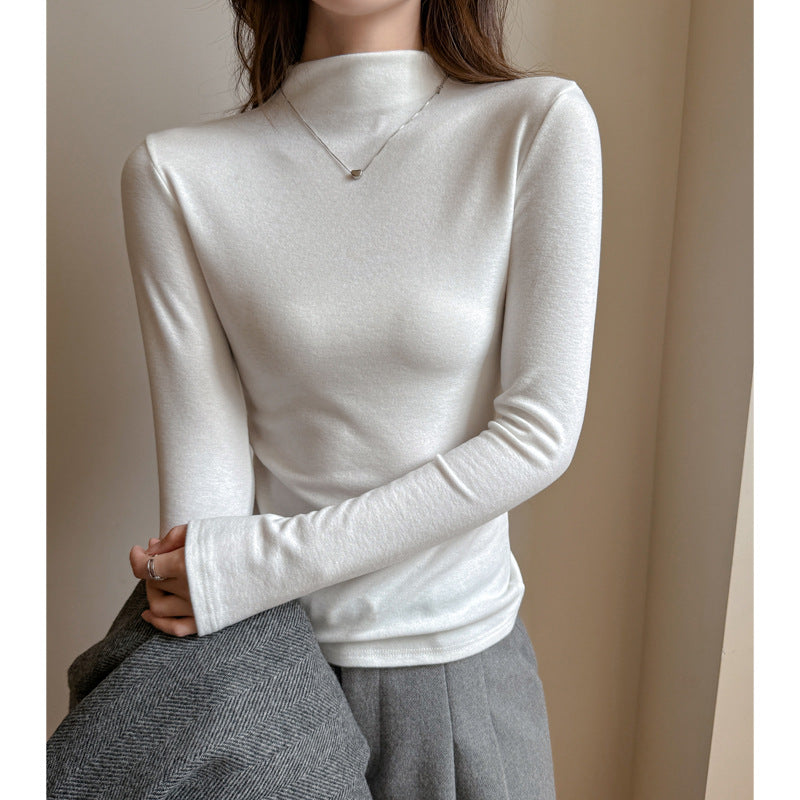 Women's Fashion Semi-high Neck Long Sleeve Base Shirt