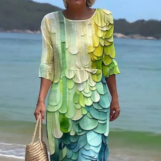 Floral Art Print Casual Holiday Dress