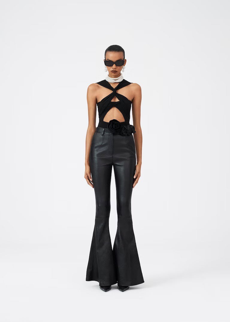 Three-dimensional Rose Flower Cross Hollow Ladies Jumpsuit