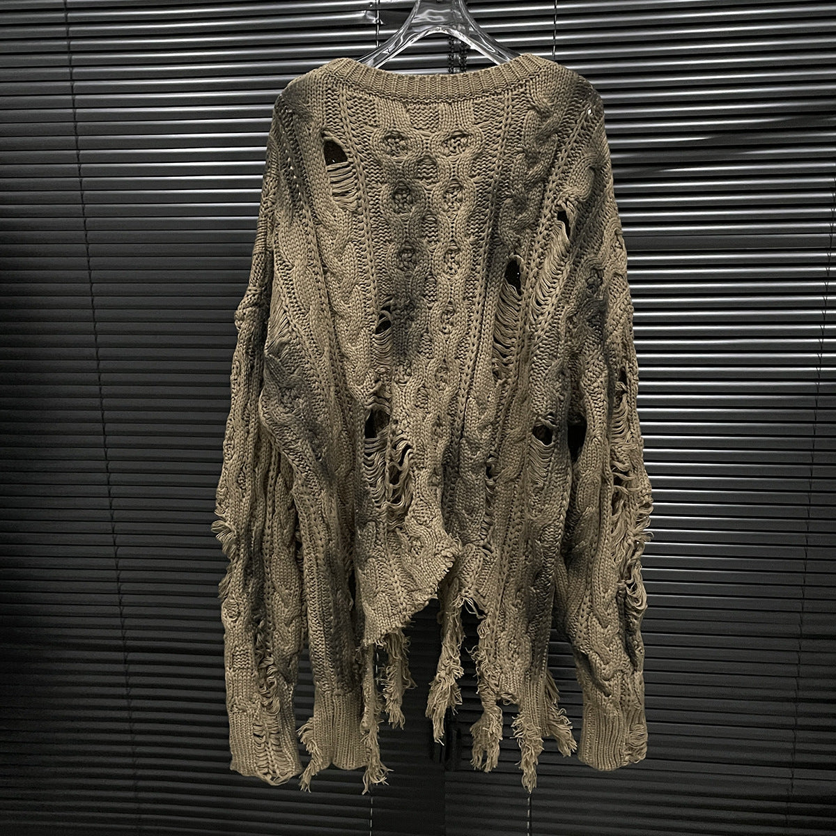 Irregular Ripped Sweater Women's Vintage Knitted Top