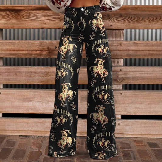 Digital Print Casual Versatile Plus-size Faux Denim Jeans 3D