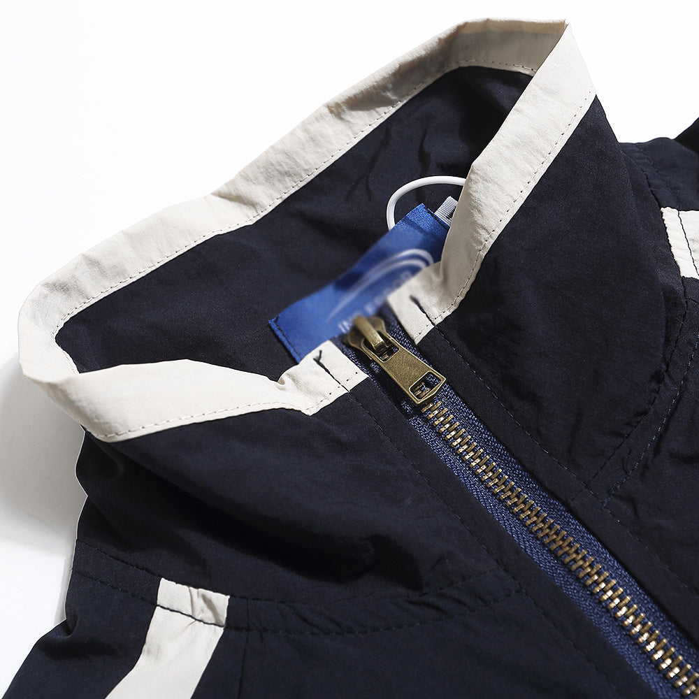 Fashion Contrast Stitching Short Sleeves Shirt Men
