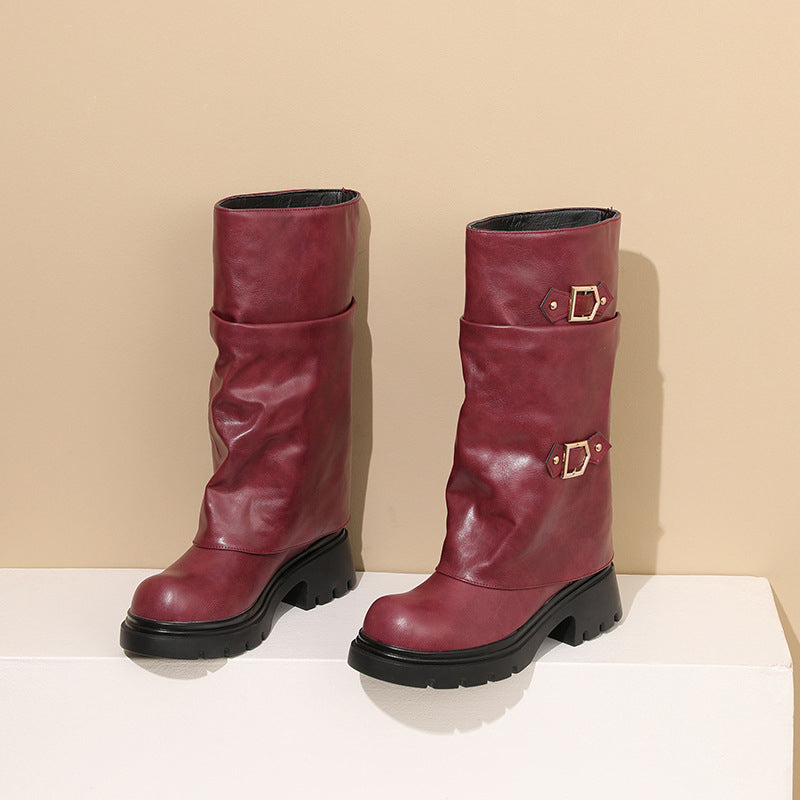 Womens Retro Multi-Layer Boot Buckles