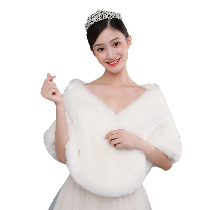 Warm Imitation Fur Thick White Fur Shawl Autumn And Winter New
