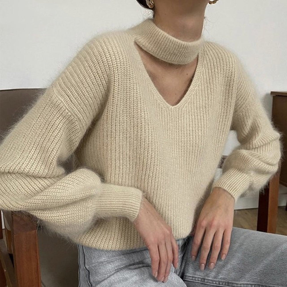 Women's Simple Solid Color Knitted Sweater
